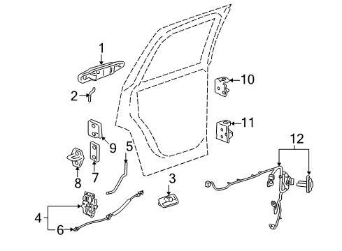 2014 Chevy Tahoe Rear Door - Lock & Hardware Diagram