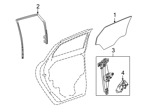 2010 Cadillac SRX Rear Door - Glass & Hardware Diagram