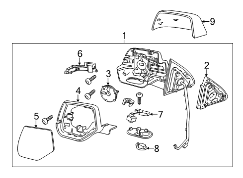 2018 Cadillac Escalade ESV Mirror Assembly, O/S Rr View (W/O Cvr) Diagram for 84520332