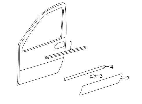 2006 Pontiac Montana Exterior Trim - Front Door Diagram