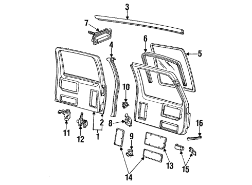 1996 GMC C2500 Suburban Back Door - Door & Components Diagram