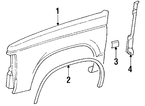 1988 Chevy S10 Fender & Components Diagram