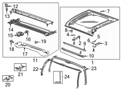 2023 GMC Hummer EV Pickup NUT-CTR RF LIFT OFF RR PNL Diagram for 85142746