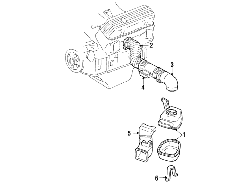 1984 Buick Regal Air Inlet, Engine Parts, Engine Diagram 1 - Thumbnail