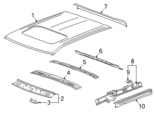 2023 GMC Sierra 3500 HD Roof & Components Diagram 2 - Thumbnail