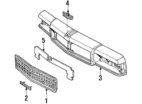 1986 Chevy Caprice Front End Panel Emblem Diagram for 14085026