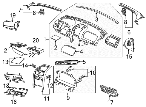 2004 Pontiac GTO Panel,Instrument Panel Lower Trim Diagram for 92159000