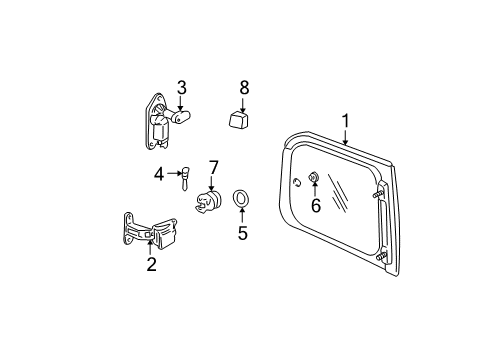 2005 Chevy Venture Side Panel - Glass & Hardware Diagram 1 - Thumbnail