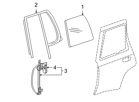 2003 Chevy Trailblazer Window,Rear Side Door Diagram for 15135367