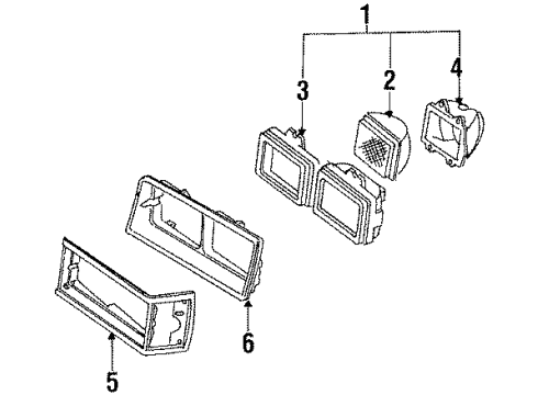 1986 Oldsmobile Cutlass Salon Headlamps, Electrical Diagram