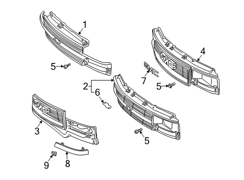 2001 GMC Safari Emblem Assembly,Radiator Grille (Chevy) Diagram for 88934655