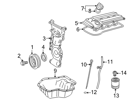 2009 Pontiac Vibe Engine Parts & Mounts, Timing, Lubrication System Diagram 2 - Thumbnail