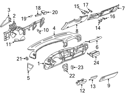 2002 Cadillac Escalade Instrument Panel, Body Diagram