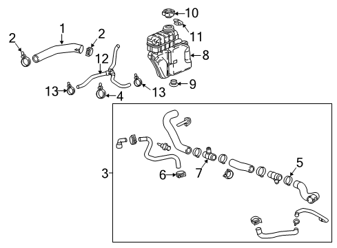 2019 Chevy Camaro Hose, Radiator Surge Tank Inlet Diagram for 84013642