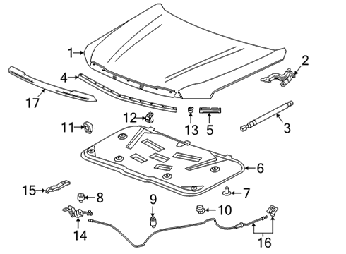 2022 GMC Yukon Cable Assembly, Hood Prim Lat Rel *Whisper Beigg Diagram for 84738643