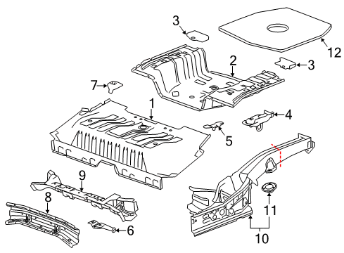 2013 Chevy Spark Rear Body - Floor & Rails Diagram