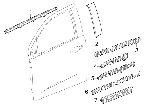 2023 GMC Canyon MOLDING ASM-FRT S/D WDO BELT RVL Diagram for 85647975