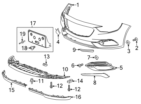 2020 Buick Regal Sportback Insert, Front Fog Lamp Opening Diagram for 13491269