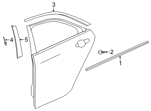 2015 Cadillac ATS Exterior Trim - Rear Door Diagram