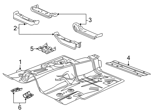 2012 Chevy Caprice Pillars, Rocker & Floor - Floor & Rails Diagram