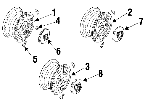 1995 Cadillac DeVille Wheel Rim Assembly, 15X4 Compact Spare Diagram for 9591938