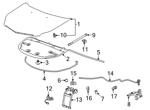 2012 Cadillac SRX Handle Assembly, Hood Primary Latch Release Cable *Jet Black Diagram for 22741948