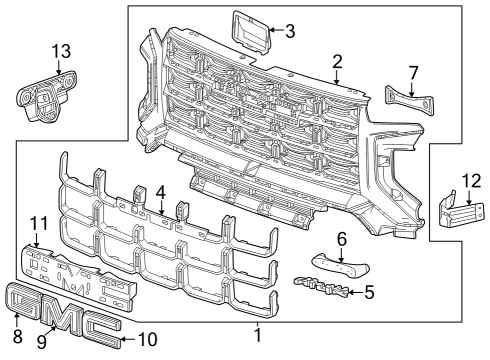 2023 GMC Canyon PLATE ASM-FRT GRL NA *EXTERIOR BRIM Diagram for 84965127