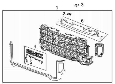 2023 GMC Sierra 2500 HD Grille & Components Diagram 3 - Thumbnail