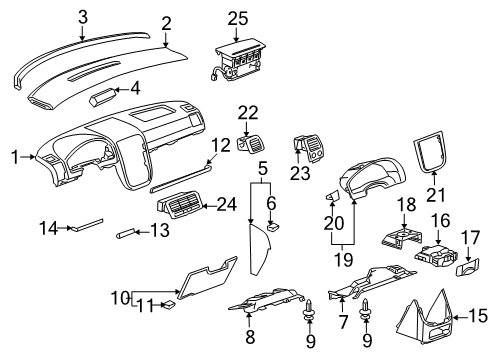 2005 Pontiac Montana Plate Assembly, Instrument Panel Cluster Trim *Ebony Diagram for 15208667