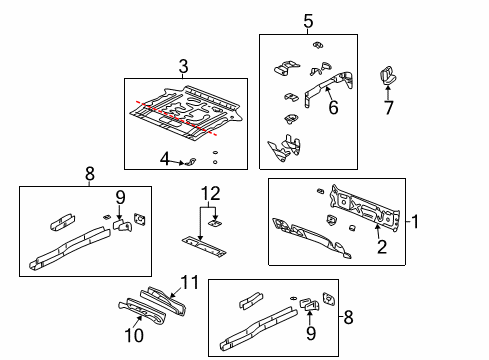 2001 Pontiac Aztek Panel Assembly, Rear Floor Diagram for 10411268