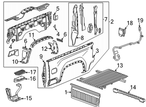 2020 Chevy Silverado 3500 HD Pick Up Box Components Diagram 1 - Thumbnail