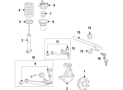 2021 Cadillac Escalade ESV Hub Assembly, Front Whl Diagram for 13536045