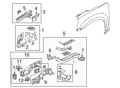 2006 Chevy Equinox Structural Components & Rails Diagram