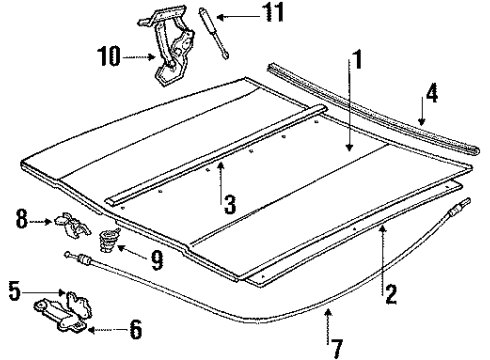 1985 Buick Electra Ornament Assembly, Hood Diagram for 25532172