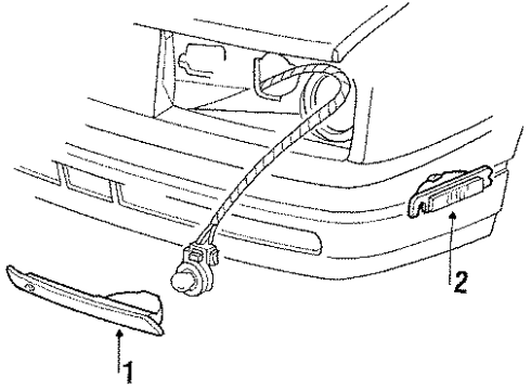 1990 Cadillac Allante Park & Side Marker Lamps Diagram