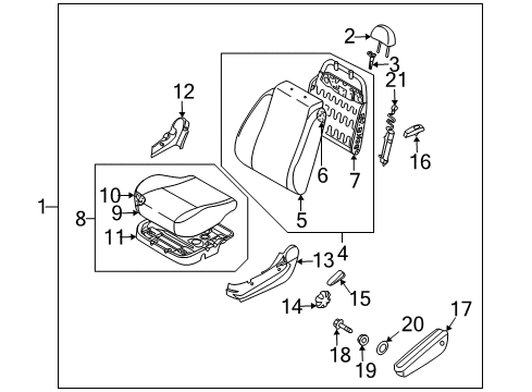 2011 Chevy Aveo5 Cushion,Passenger Seat Back Diagram for 96807721