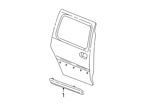 2003 Chevy Venture Molding Asm,Rear Side Door Lower (LH) *Primed Diagram for 19153587