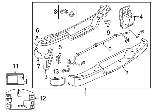 2016 Chevy Express 3500 Bar Assembly, Rear Bumper Imp *Chrome Diagram for 22783434