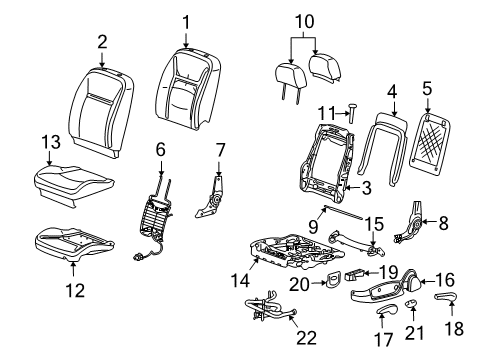 2013 Chevy Impala Driver Seat Components Diagram 2 - Thumbnail