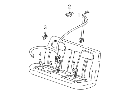 2006 Chevy Express 3500 Rear Seat Belt Kit #3 Center (Latch Side) *Medium Duty *Pewter Diagram for 19148943