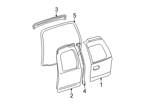 2000 Chevy Tahoe Back Door & Components, Glass & Hardware Diagram 2 - Thumbnail