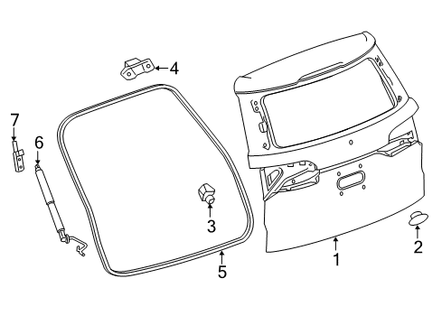 2018 GMC Acadia Hinge Assembly, Lift Gate Diagram for 84102006