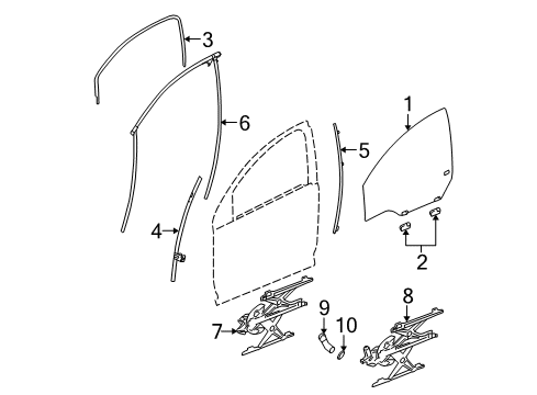 2004 Saturn Ion Front Door - Glass & Hardware Diagram 2 - Thumbnail