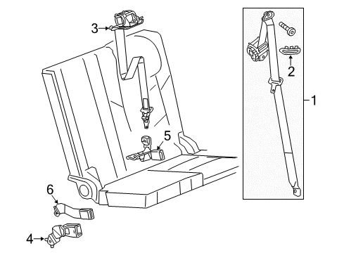 2016 Cadillac Escalade Rear Seat Belts Diagram 3 - Thumbnail