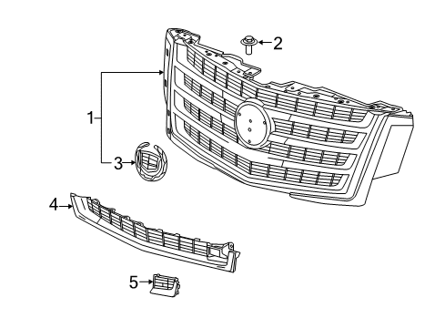 2015 Cadillac Escalade Front End Panel Emblem Diagram for 22814067