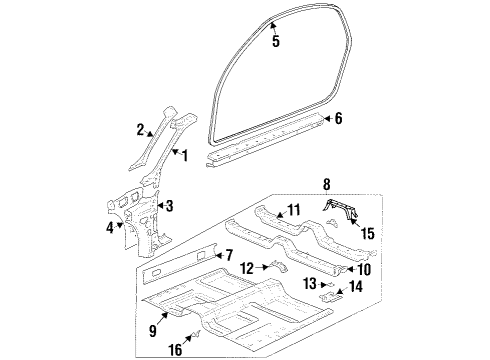 1999 Saturn SC1 Panel Asm,Floor Diagram for 21126118