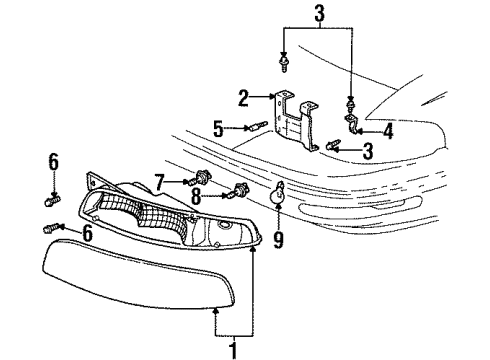 1998 Buick LeSabre Capsule/Headlamp/Fog Lamp Headlamp Diagram for 16526000