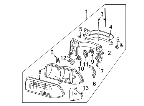 1996 GMC Sonoma Headlamp Assembly, (W/ Front Side Marker Lamp) Diagram for 16525157