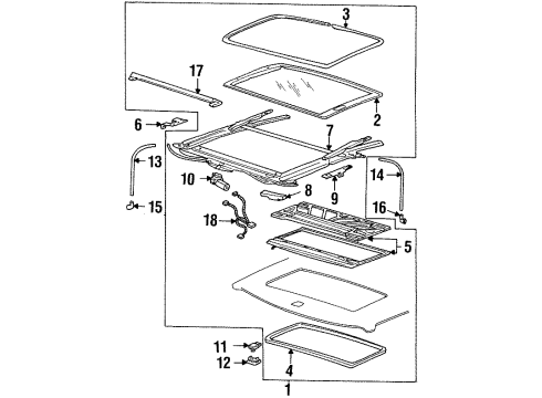 1997 Oldsmobile Cutlass Lace, Sun Roof Opng Trim Finish *Light Shale Diagram for 22602850