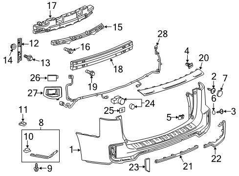 2017 GMC Terrain Lamp Assembly, Rear Fascia Lower Signal Diagram for 23454653